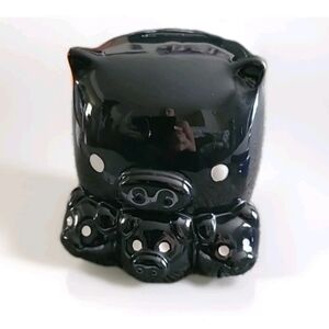 Vintage Piggy Bank Black Mother Pig Sow Hog 3 Piglets Baby Coin 4.5x5" Square‎